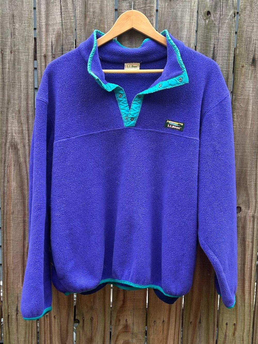 Vintage L.L. Bean Men’s purple Full Zip Fleece Jacket Made In USA  Size L Tall